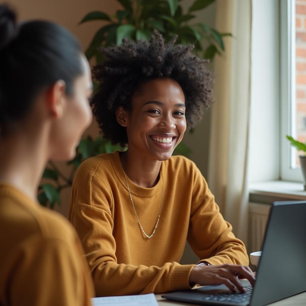 Therapist having a video call session